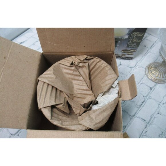 Illuminations Antique White Metal & Glass Candle Holders Set of 3 NOS Alco - Picture 9 of 10